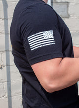 Load image into Gallery viewer, Heather Black Round Flag Tee